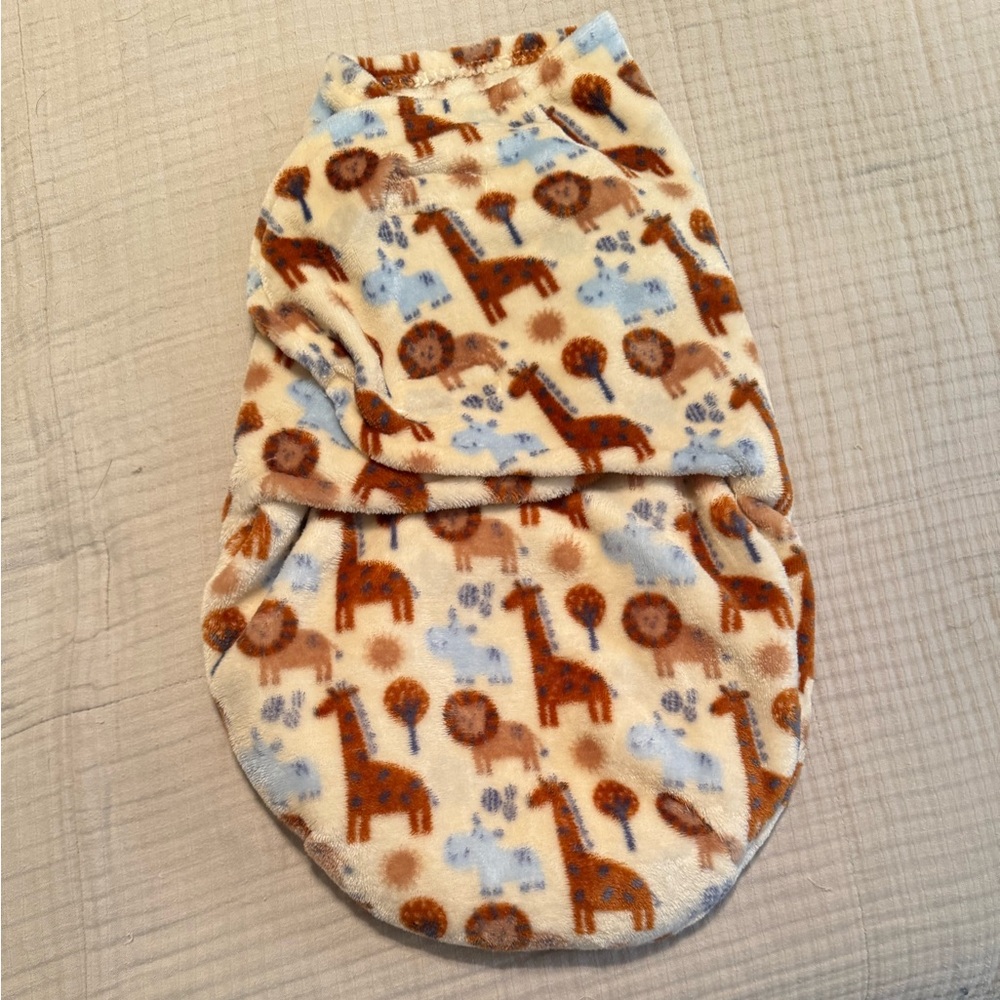 Animal Print Plush Baby Swaddle